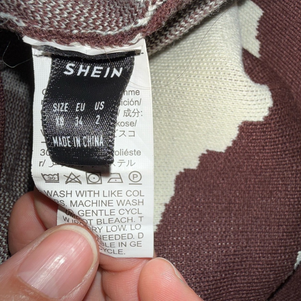 SHEIN Maroon & Ivory Zebra-Print Midi Dress - Picture 2 of 6